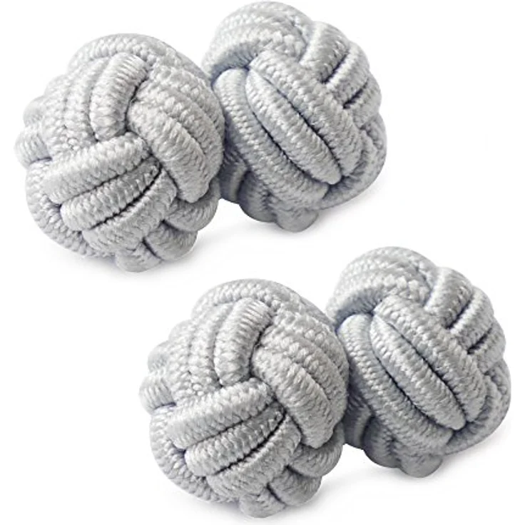 HONEY BEAR Seidenstoff Knoten Manschettenknöpfe Set, 5 Paar in Rosa, Schwarz und Weiß, handgefertigt, Durchmesser 8 mm, ohne Box – Bild 3