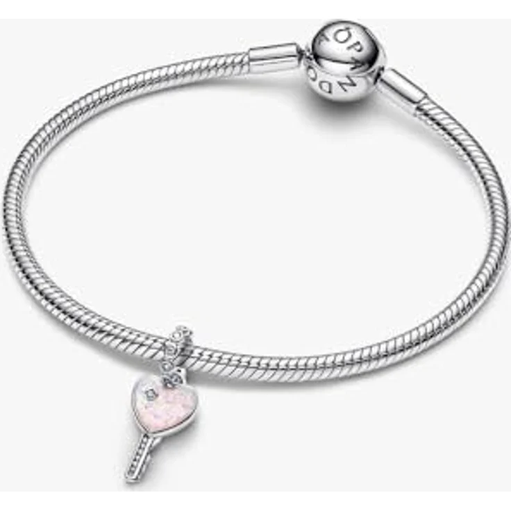 PANDORA Charm-Anhänger Opalisierender Herz-Schlüssel mit Opal und Zirkonia, Silber – Bild 3