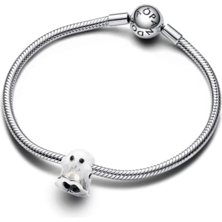 PANDORA Moments Boo, das Gespenst Charm aus Sterling Silber mit leuchtendem Kunst-Kristall, kompatibel mit Moments Armbändern, 793404C01 – Bild 4