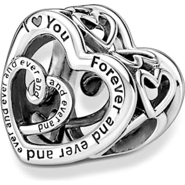 PANDORA Charm Herz "MOM", Silber 790800C00, mit Gravur „I love You Forever“ und unendlichen Herzen, kompatibel mit Pandora Moments Armbändern – Bild 4