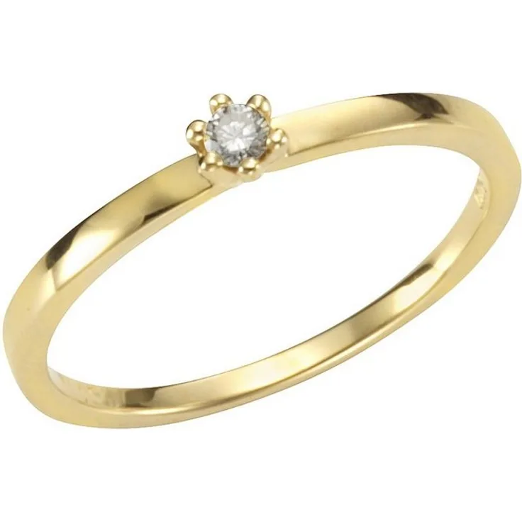 Orolino Fingerring Gold 750, Damenring mit 0,05ct Brillant in Weiß, glänzend