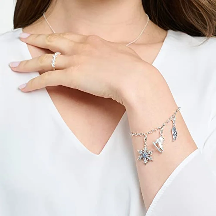 THOMAS SABO Charm-Anhänger Schneeflocke, 925 Sterlingsilber mit blauen Steinen, Charm Club Anhänger – Bild 3
