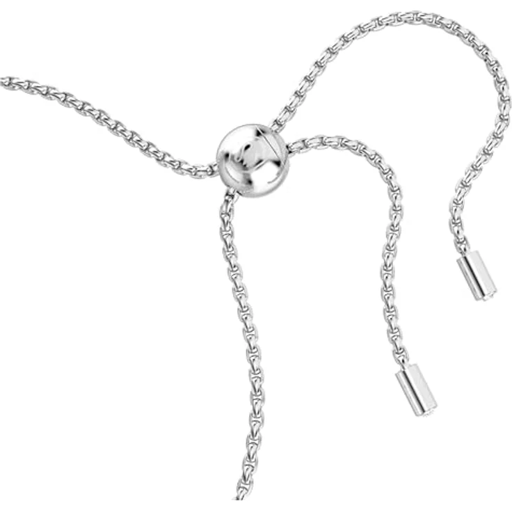 Swarovski Matrix Tennis Armband, Rhodiniertes Damenarmband mit klaren und violetten Zirkonia im Oktagon-Schliff, 24 cm lange Krappenfassung – Bild 3