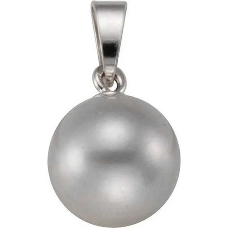 Vivance Kettenanhänger 925 Silber rhodiniert mit grauer Süßwasserzuchtperle, 1,4 cm lange Optik glänzend