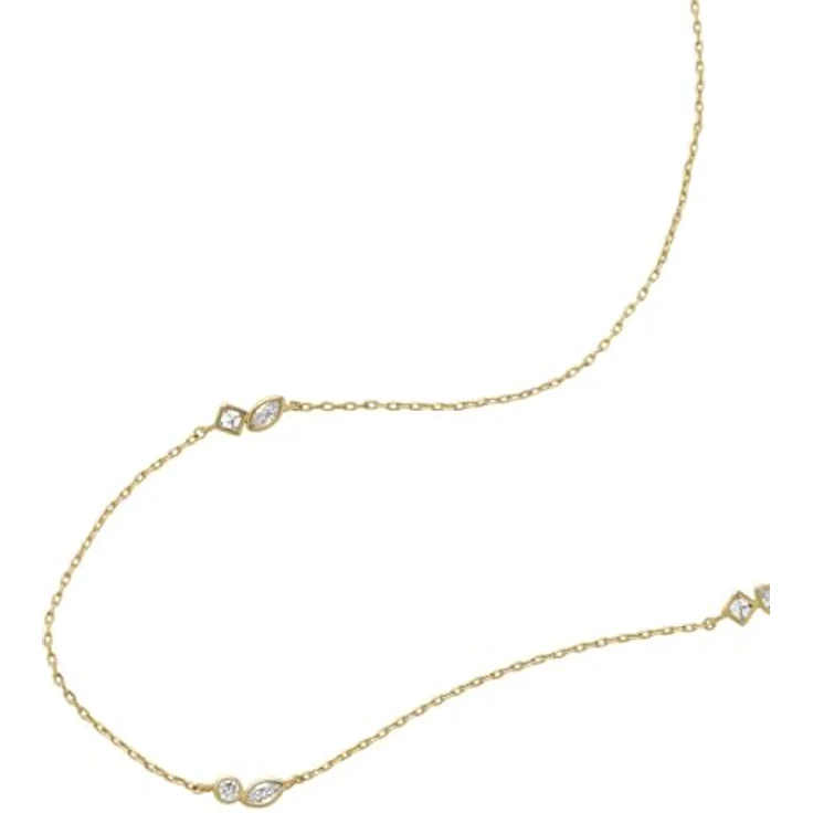 Fossil Damen Halskette aus Messing, Karabinerverschluss, 45,72 cm, heller Goldton – Bild 3