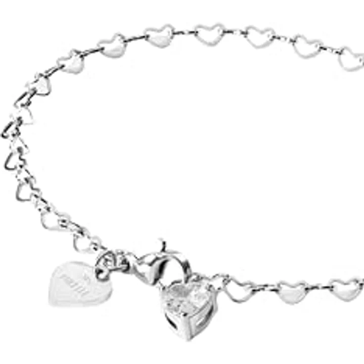 Purelei Endless Love Armband, Damenarmband aus Edelstahl mit herzförmigen Kettengliedern und Zirkonia-Anhänger, verstellbar bis 19 cm, Silber – Bild 2