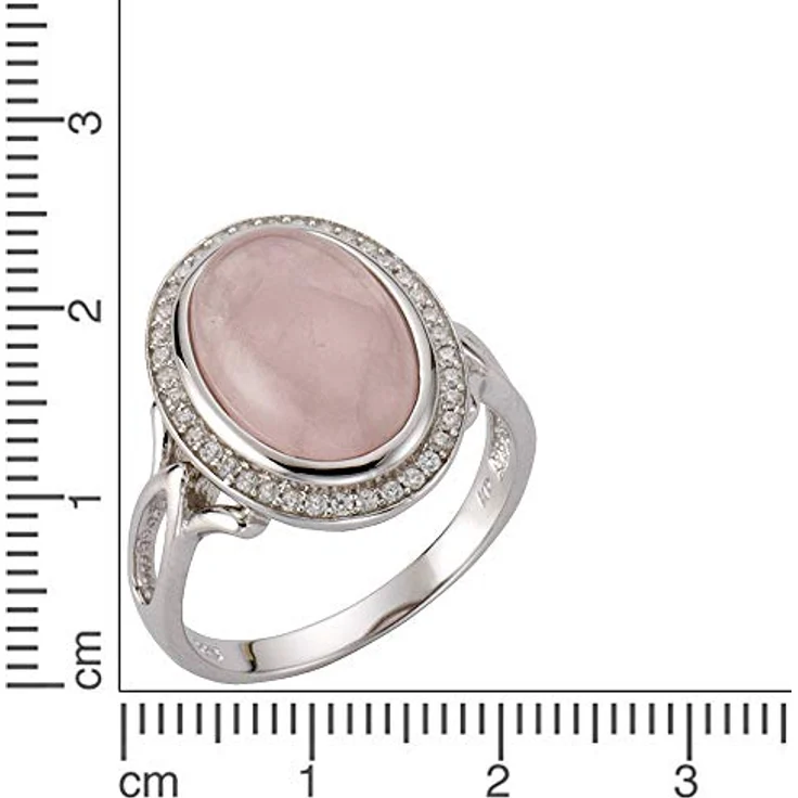 Zeeme Gemstones Damenring 925/- Sterling Silber, glänzend, mit Rosenquarz in weiß und Zirkonia, Cocktail-Ring – Bild 2