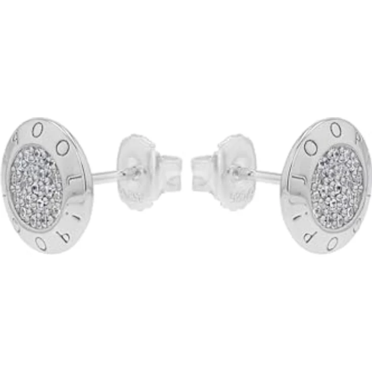 JOOP! Ohrstecker 925 Sterling Silber mit 38 Zirkonia-Steinen, rhodiniert, 10 mm, in Geschenkbox – Bild 3