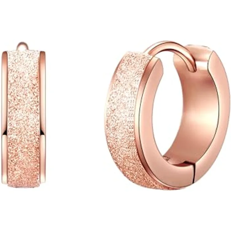 Eastside Damen Creolen, Edelstahl roségold, Klappverschluss, 12,9 mm Durchmesser, in Schmuckbox