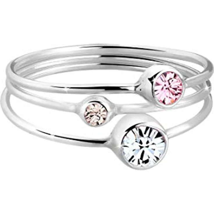 Elli Damenring Stapelset Modern mit Kristallen, 925 Sterling Silber, anlaufgeschützt – Bild 2