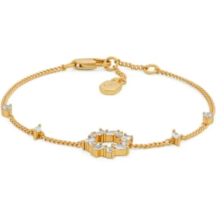 Fossil Ellis Damen Gold-Ton Messing Armband, poliertes Design mit sicherem Karabinerverschluss, 165 mm Länge