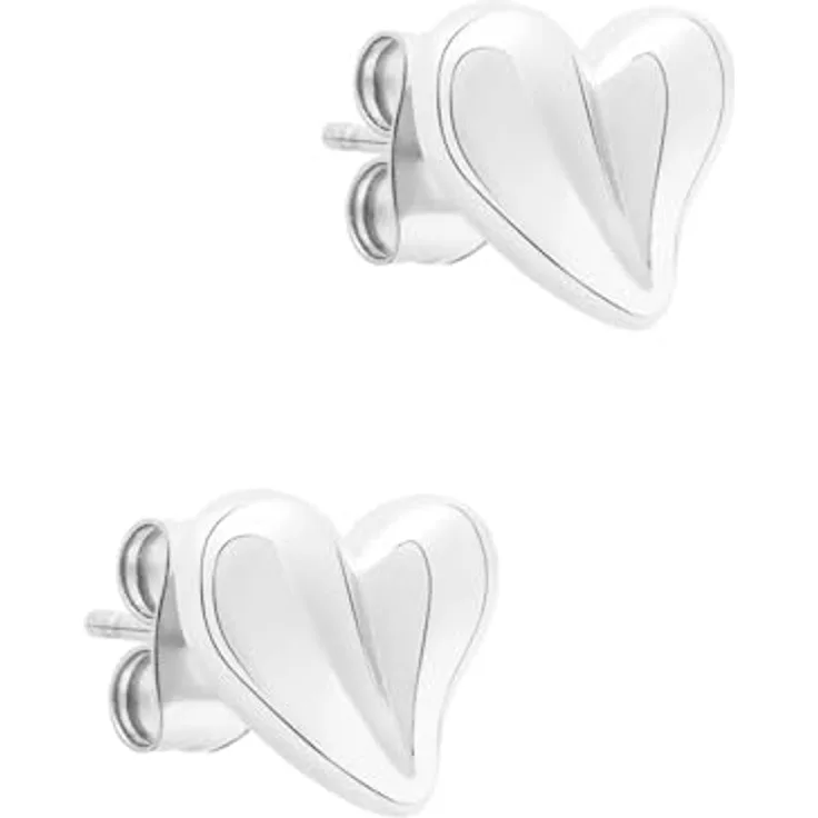 Tamaris Ohrstecker mit organischem Herz aus Edelstahl, Silber, 1 cm, wasserfest & hautfreundlich