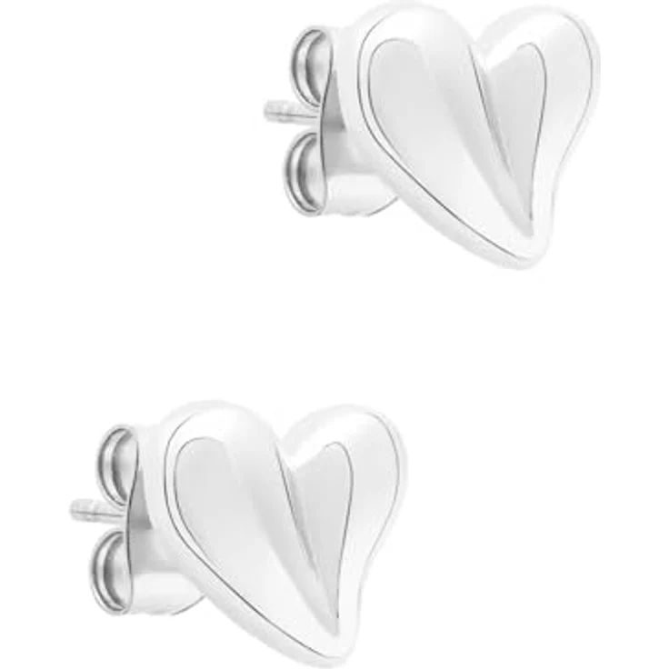 Tamaris Ohrstecker mit organischem Herz aus Edelstahl, Silber, 1 cm, wasserfest & hautfreundlich – Bild 1
