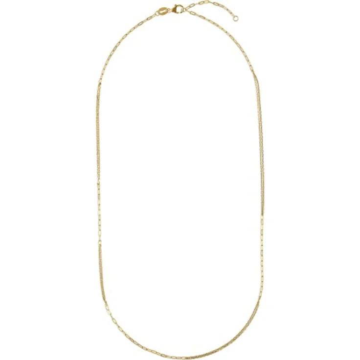 CHRIST Damen-Halskette 375er Gelbgold, asymmetrisches Split-Design mit Paperclip-Gliedern, mittellang, hochglanzpoliert – Bild 3