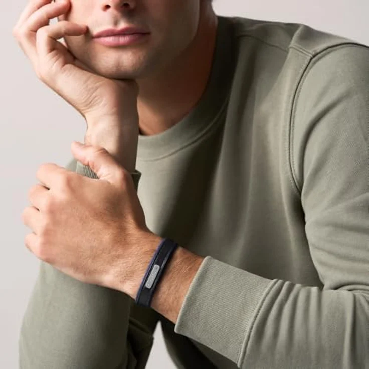 Fossil Everett Herren Armband aus schwarzem Leder, matt, 282 mm Länge, Dornschließe – Bild 2