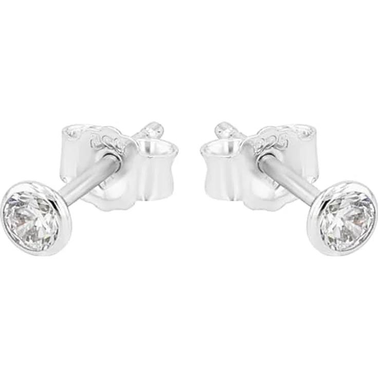 Amor Paar Ohrstecker, 925er Sterling Silber mit rhodiniertem Finish und weißem Zirkonia (synth) – Bild 3