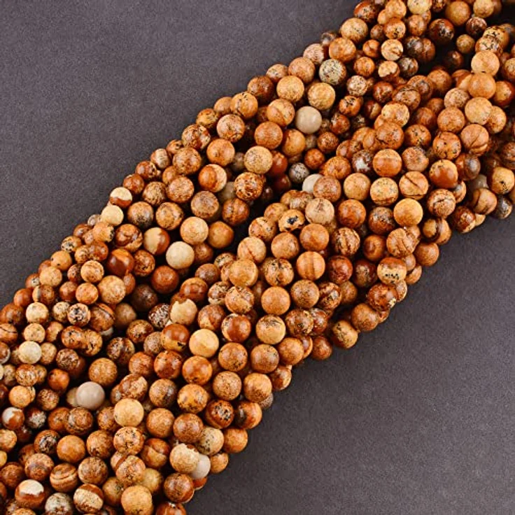 SKYBEADS Landschaftsjaspis Edelstein Perlen, Runde 6mm Naturstein, 38cm Strang mit ca. 60 Stück für Schmuckherstellung – Bild 5