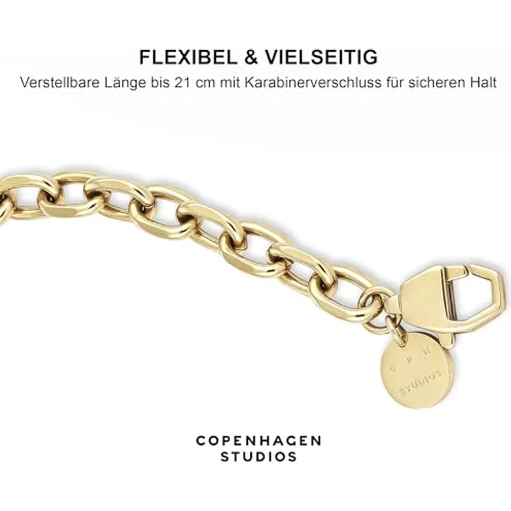 COPENHAGEN STUDIOS Basic Chunky Bracelet, silber, Armband aus poliertem Edelstahl, wasserfest & hautfreundlich, verstellbare Größe bis 21 cm – Bild 4