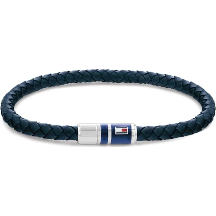 Tommy Hilfiger Jewelry Geflochtenes Lederarmband für Herren, Edelstahlverschluss, 19 cm, marineblau – Bild 1