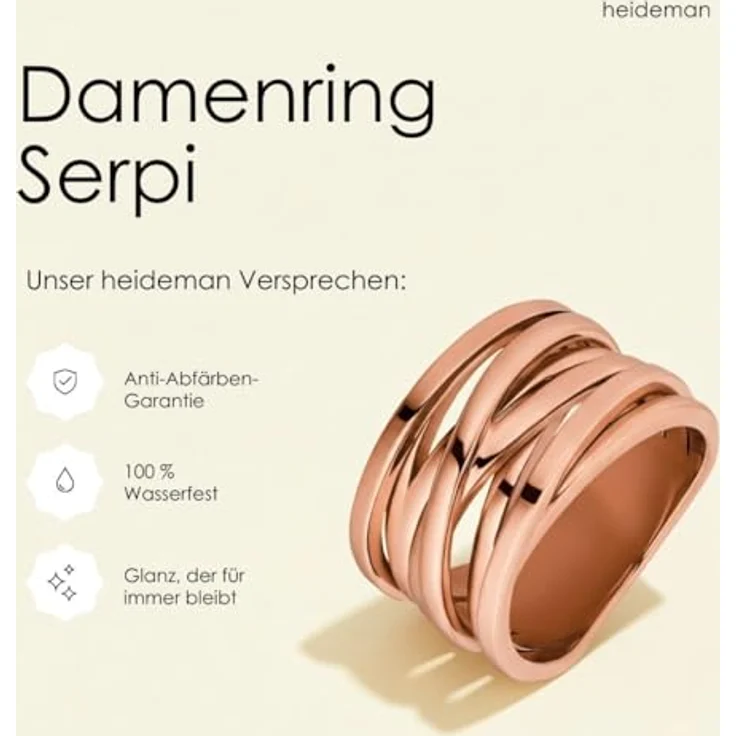 Heideman Damenring Serpi, rose goldfarbend, matt, aus Edelstahl, ohne Stein – Bild 4