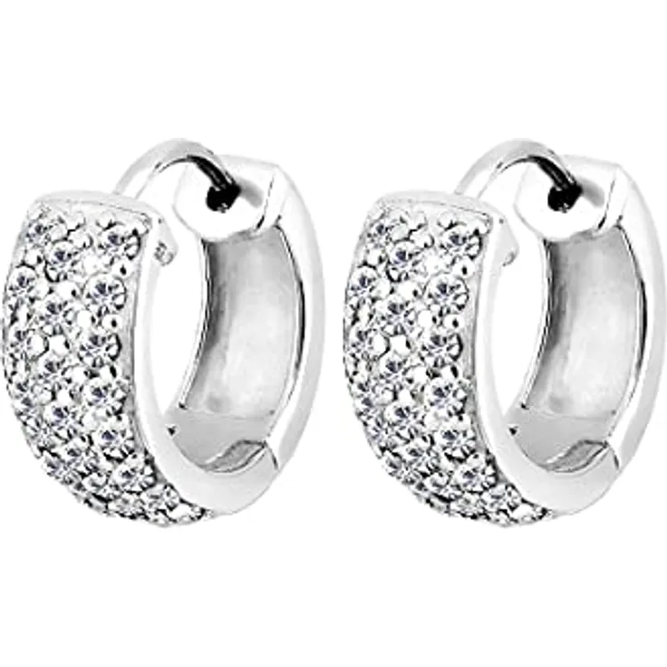 Elli Ohrringe Damen Creolen Funkelnd mit Kristallen, 925 Sterling Silber, handgefertigt, anlaufgeschützt, hochglanzpoliert