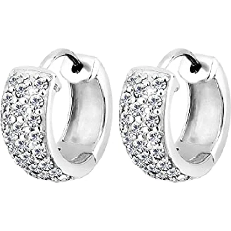 Elli Ohrringe Damen Creolen Funkelnd mit Kristallen, 925 Sterling Silber, handgefertigt, anlaufgeschützt, hochglanzpoliert – Bild 1
