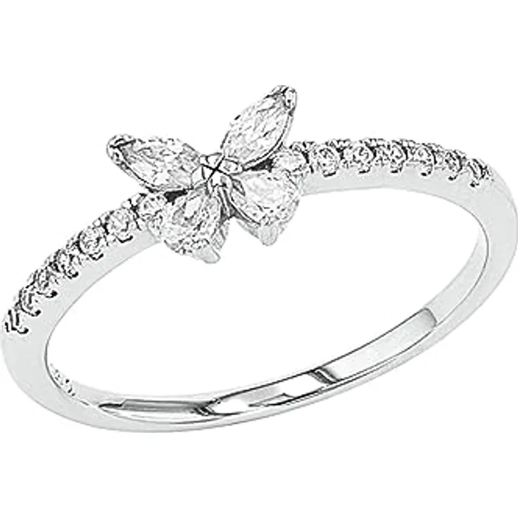 Amor Damenring 925 Sterling Silber, Weiß, mit Zirkonia (synth.) und Schmetterling, in Schmuck Geschenk Box, 2037267