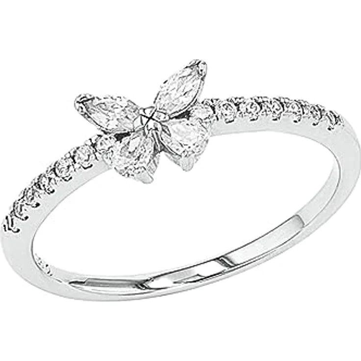 Amor Damenring 925 Sterling Silber, Weiß, mit Zirkonia (synth.) und Schmetterling, in Schmuck Geschenk Box, 2037267 – Bild 1