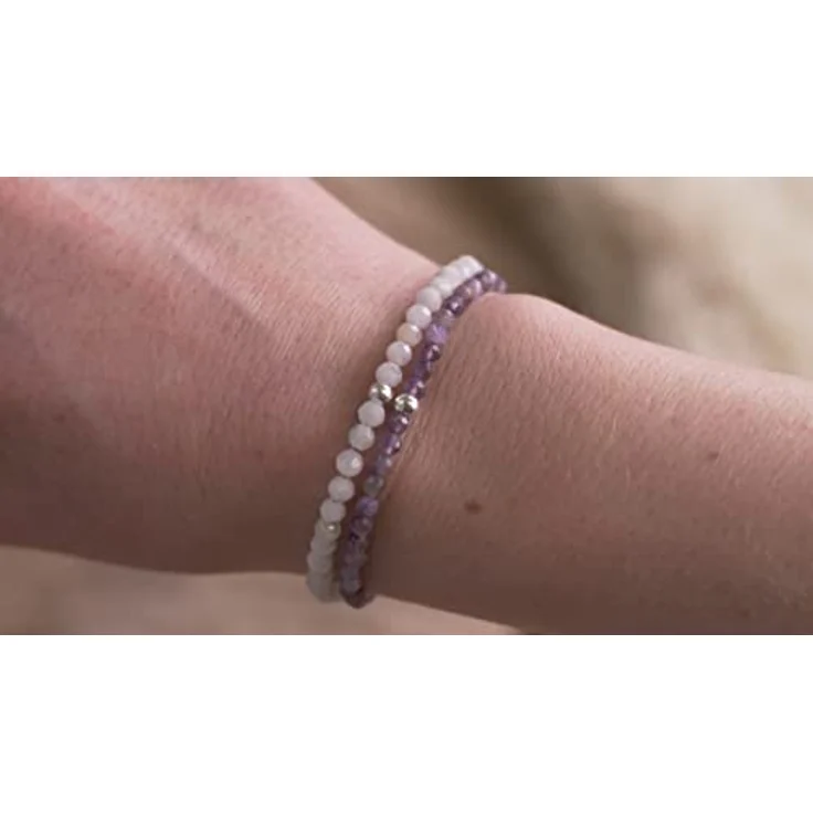 BERGERLIN Amethyst Armband lila mit 925 Sterling Silberperle, facettiertes Perlenarmband Größe XS-S, handmade und verstellbarer Verschluss – Bild 5