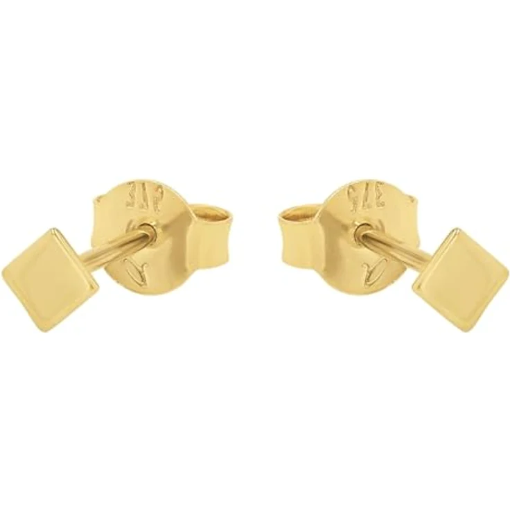 Amor Paar Ohrstecker, Unisex Echtschmuck aus 375 Gold, quadratische Rauten-Ohrringe, ca. 3 mm – Bild 3