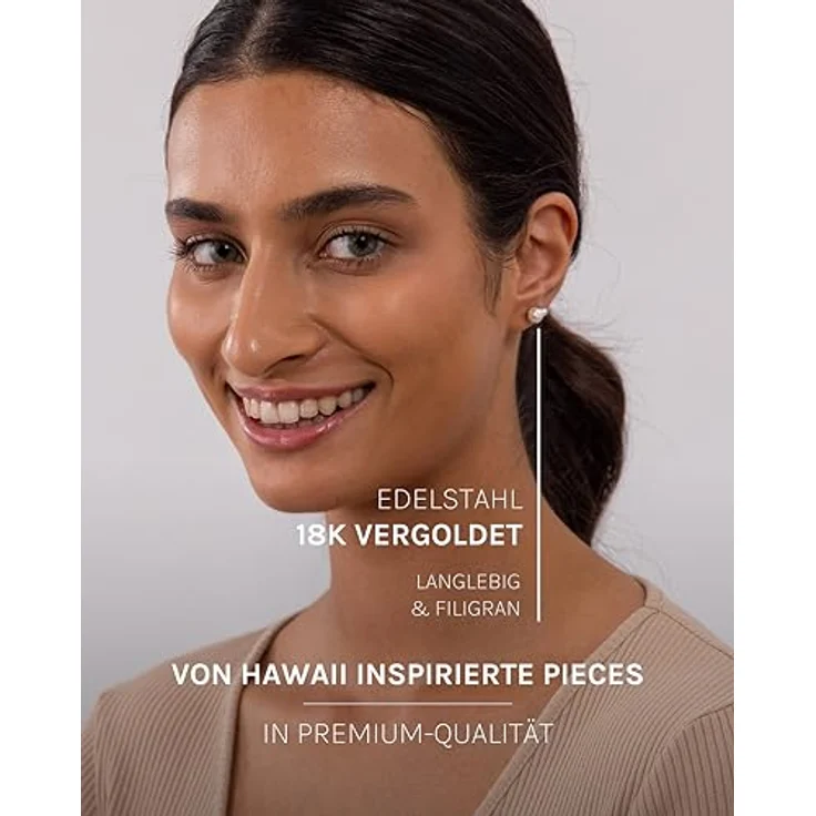 Purelei Finesse Ohrringe (Gold) – Wasserfeste Damenohrringe aus Edelstahl mit eleganten Perlen – Modeschmuck inspiriert von Hawaii – Bild 3