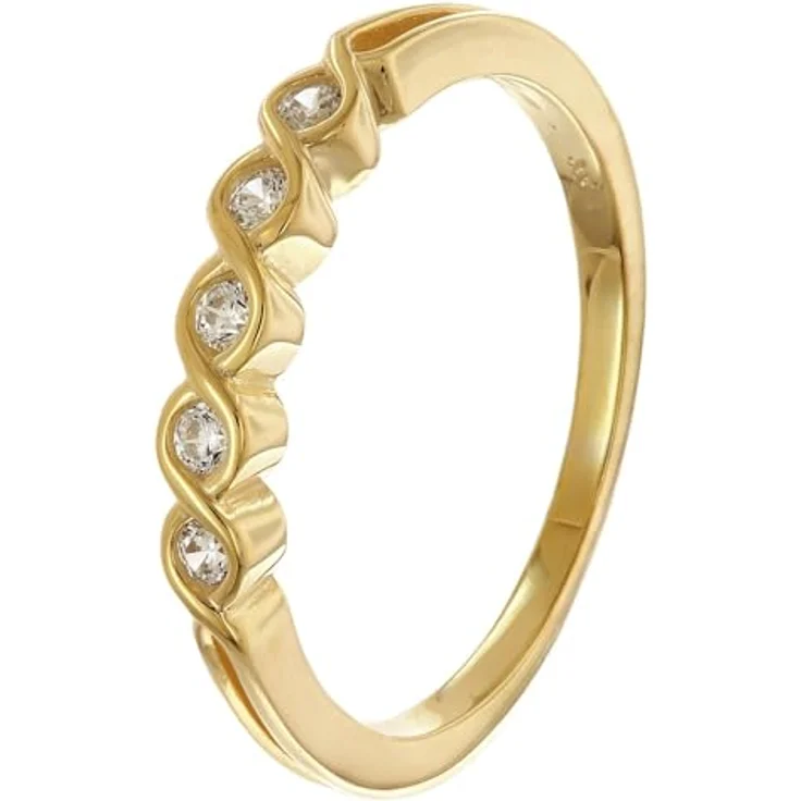 trendor Damenring Gold 333/8K mit 5 Zirkonias, elegantes Schmuckstück für Frauen, Ringgröße 50/15,9, edle Geschenkidee – Bild 1
