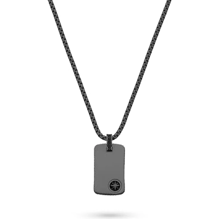 s.Oliver Herren Necklace - Mattierte Edelstahl Halskette mit Taganhänger, IP Gun, Panzerkette, verstellbar bis 60 cm, wasserfest & hautfreundlich – Bild 1