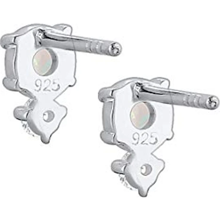 Elli Ohrringe Damen Ohrstecker Vintage, 925 Sterling Silber vergoldet mit Zirkonia Kristallen und Opal – Bild 4