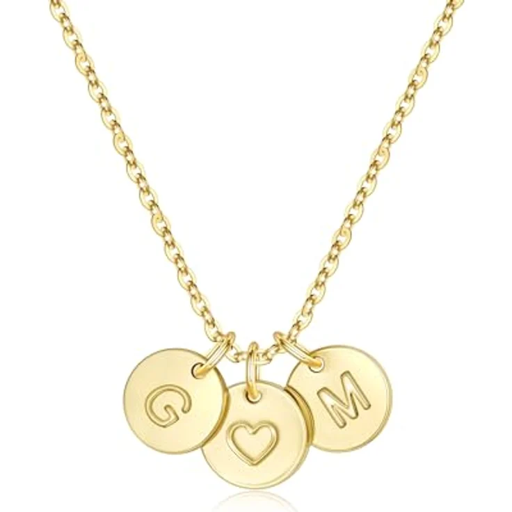 TINGN Gold Kette Herz Kette mit Buchstaben G M, Personalisierte Halskette für Frauen und Mädchen, 14-karätiges Gold, 45 cm mit Verlängerung – Bild 1
