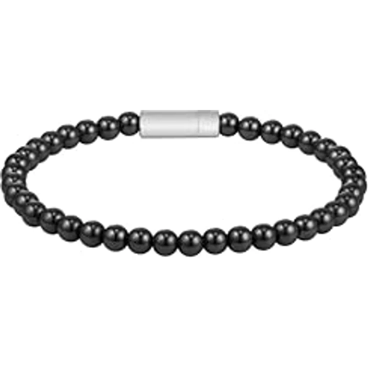HUGO BOSS Herren-Armband mit Onyxperlen und Edelstahlverschluss, 190 mm Länge, schwarz – Bild 1