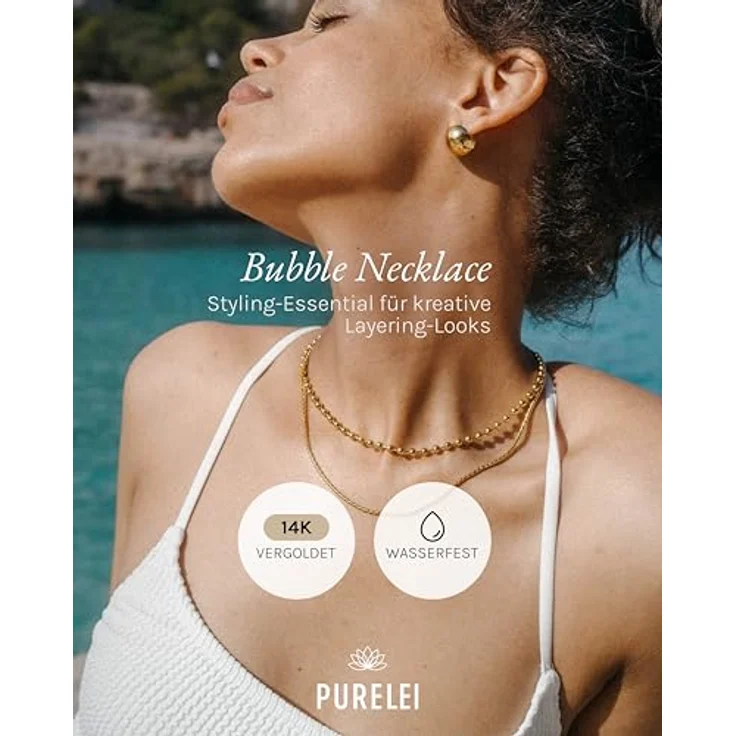 Purelei Kette ohne Anhänger Bubble, Kugelkette aus 14K vergoldetem Edelstahl, gold – Bild 2