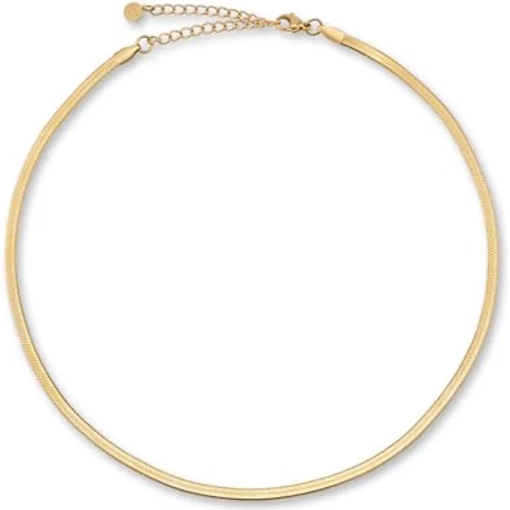 GD GOOD.designs Schlangenkette Gold, Flache Edelstahlschmuck für Damen, Wasserfest, 3mm breit, individuell verstellbar von 38 bis 45 cm – Bild 1