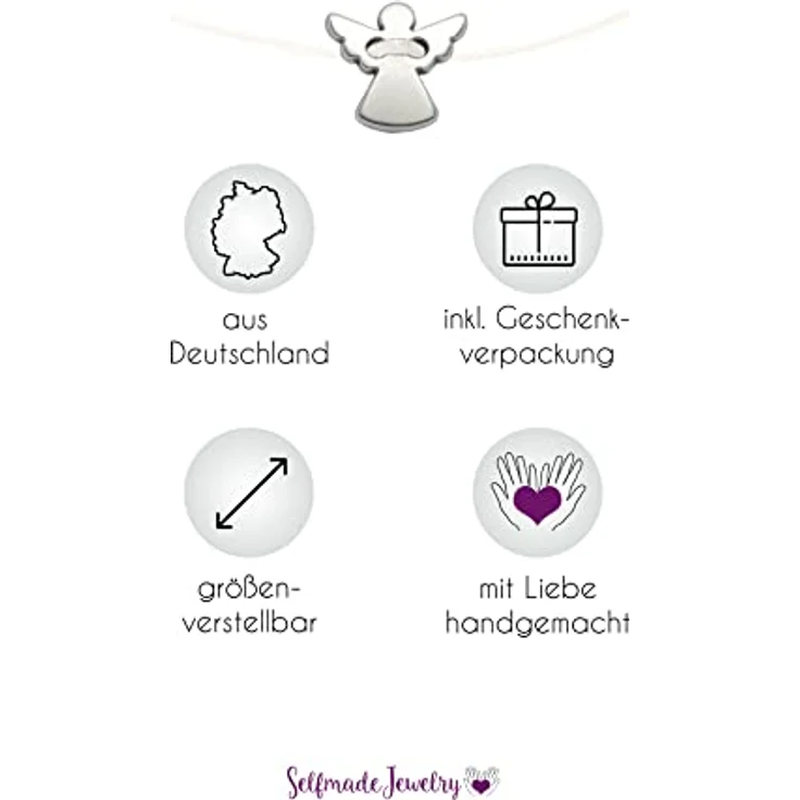 Selfmade Jewelry Schutzengel Armband Silber, Größenverstellbares Armkettchen für Mädchen & Frauen, inkl. Geschenkverpackung, handgemacht in Deutschland – Bild 4