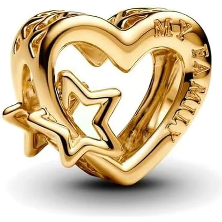 Anduonie Charms Herz Gold Stopper Charms Anhänger Silber 925, rot, kompatibel mit europäischen Armbändern und Halsketten für Frauen (Goldene Liebe 1) – Bild 1