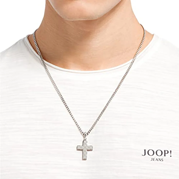JOOP! Kette mit Anhänger Edelstahl, 60 cm Silber Kreuz, Herren Halsschmuck in Schmuck Geschenk Box, Modell 2031030 – Bild 4