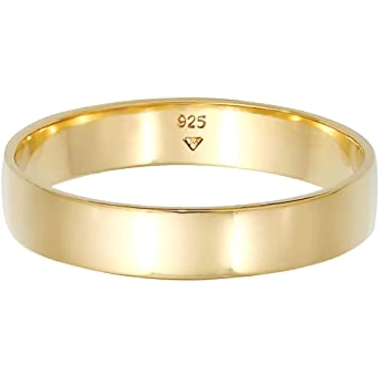 Kuzzoi Herrenring Bandring aus 925 Sterling Silber vergoldet, poliert, 4.5 mm, Ringgröße 60-66 – Bild 2