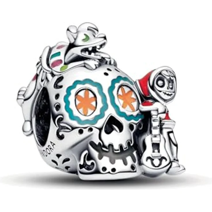 PANDORA Moments Disney Pixar Coco Miguel & Dante Glow-in-the-dark Totenkopf Charm aus Sterling Silber mit Cubic Zirkoniasteinen, kompatibel mit Moments Armbändern, 792817C01 – Bild 4
