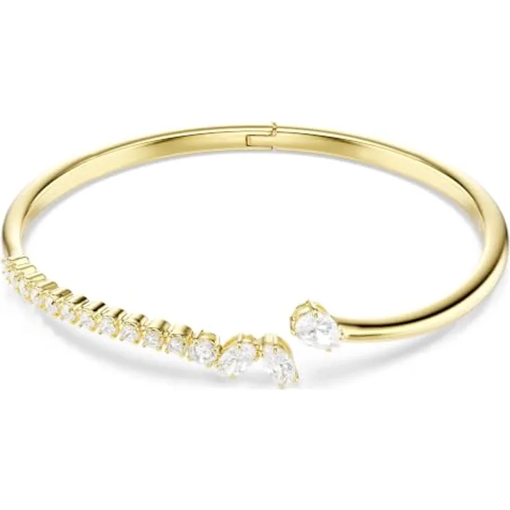 Swarovski Mesmera Armreif, 18 kt Gold-Finish, gemischter Schnitt, Weiß, Cubic Zirkonia, Medium