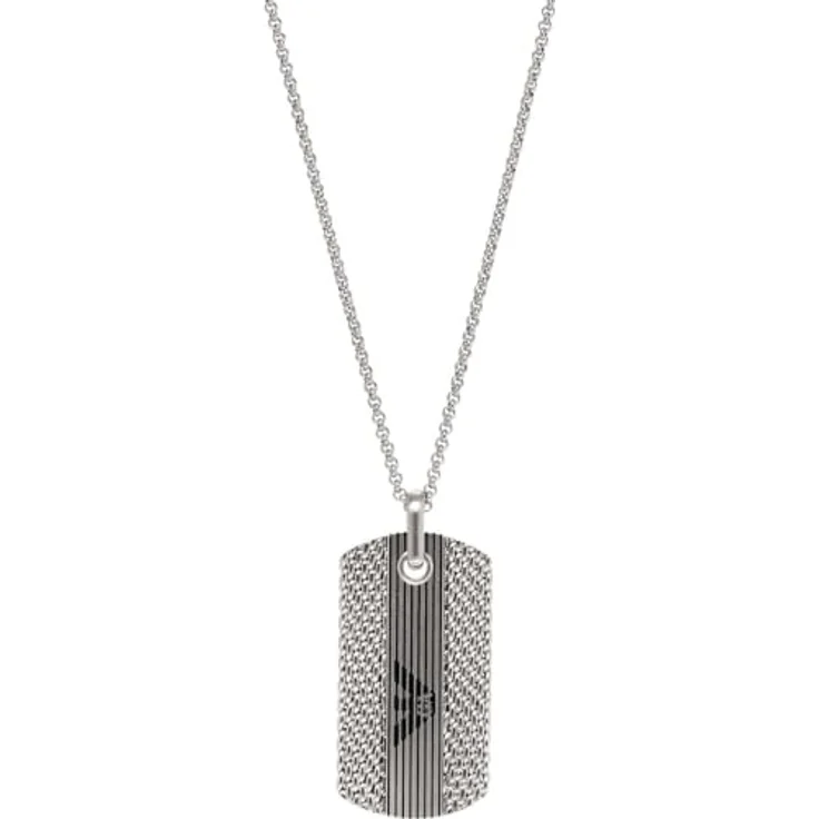Emporio Armani Herren-Edelstahl-Halskette, silberfarben, matt mit Karabinerverschluss – Bild 3