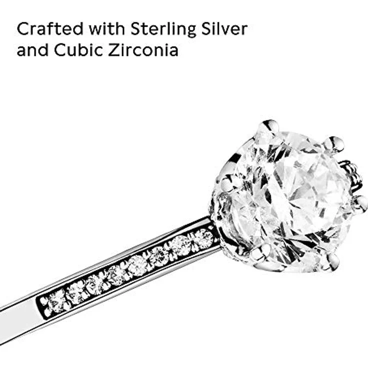 PANDORA Damen-Solitär Freundschaftsring 925 Sterling Silber, Ringgröße 60, Modell 198289CZ-60 – Bild 4