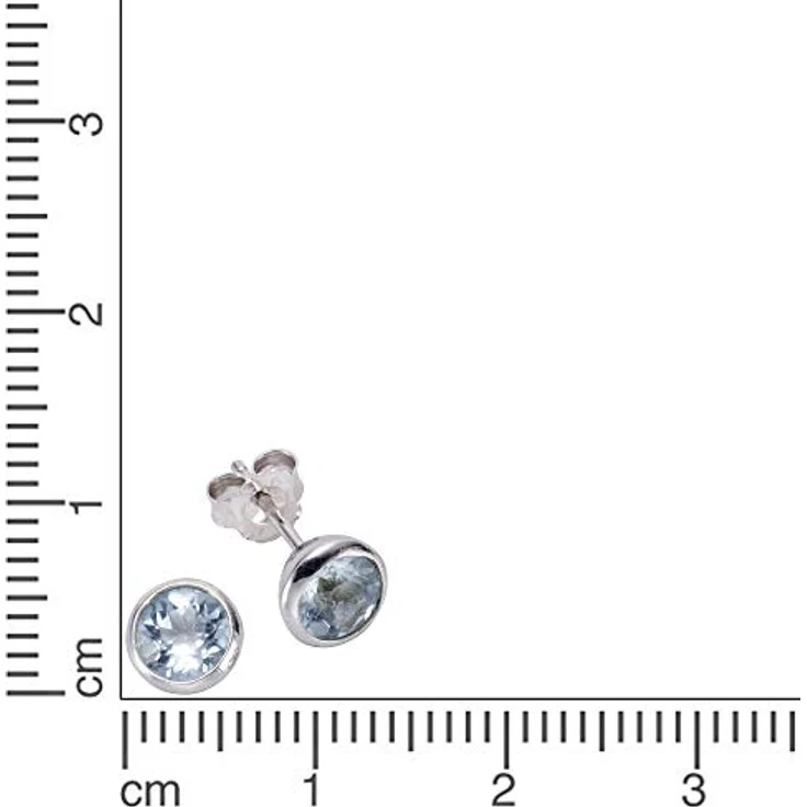 Zeeme Gemstones Damen Ohrringe 925/- Sterling Silber, glänzend mit Blautopas 0,75cm, inklusive Etui – Bild 2