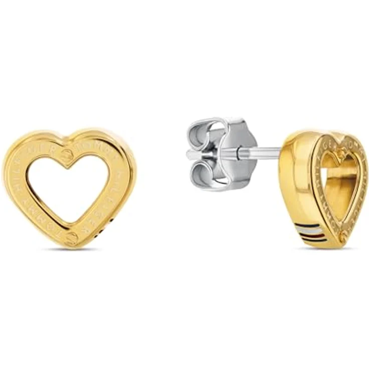 Tommy Hilfiger Jewelry Steckerohrringe Damen, Herzform in Gelbgold, aus Edelstahl mit emailliertem Detail und Schmetterlingsverschluss, 8,5 mm - 2780972 – Bild 1