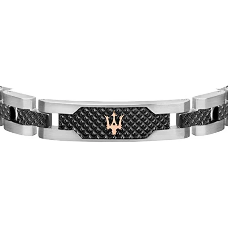 Maserati Herrenarmband JEWELS Kollektion, Edelstahl grau PVD, rosegold PVD, 21 cm, Clipverschluss – Bild 2