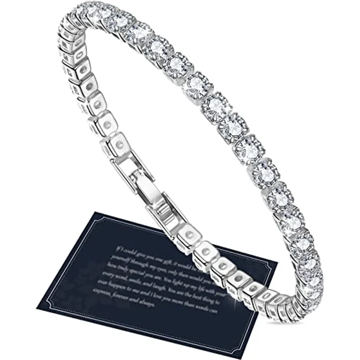 J.Fée Silber 925 Damen Tennisarmband mit 5A Zirkonia, klassisches Design, 16 cm, hypoallergen, Geschenkidee für Frauen – Bild 1